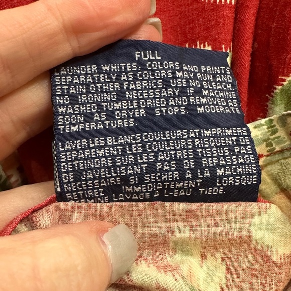 Ralph Lauren Elena Red Floral Full Deep Flat Sheet Ruffle Trim 100% Cotton - Picture 2 of 3